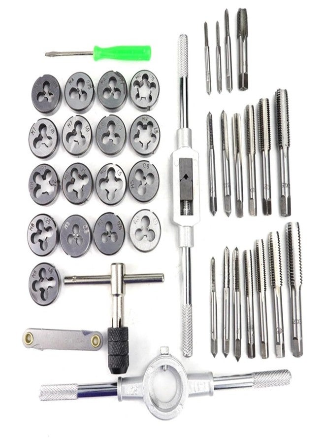 UPTODATETOOLS 40Pcs Metric Tap and Die Set with Accompanying Tool M3-M12 and 1/8 NPT-27 for Automotive Workshop - Image 2